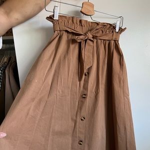 Tan A-Line Skirt with Belt